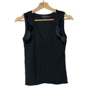 Emporio Armani Black Scallop Panel V-Neck Tank Top 4